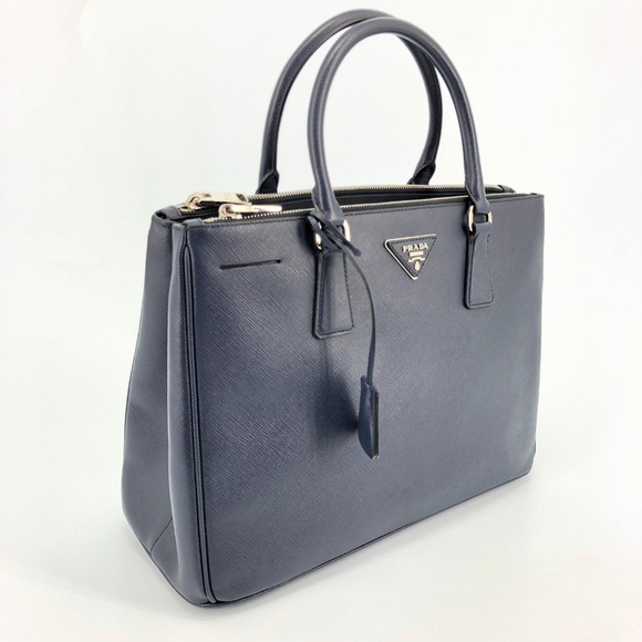 Prada Handbags - Prada Saffiano Lux Double-Zip Tote, Baltico